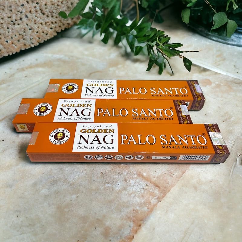 Golden Nag Palo Santo Masala Incense Joss Stick Natural Handmade Agarbatti Rolled Moulded Bamboo Stick 12 Pack 15 gm