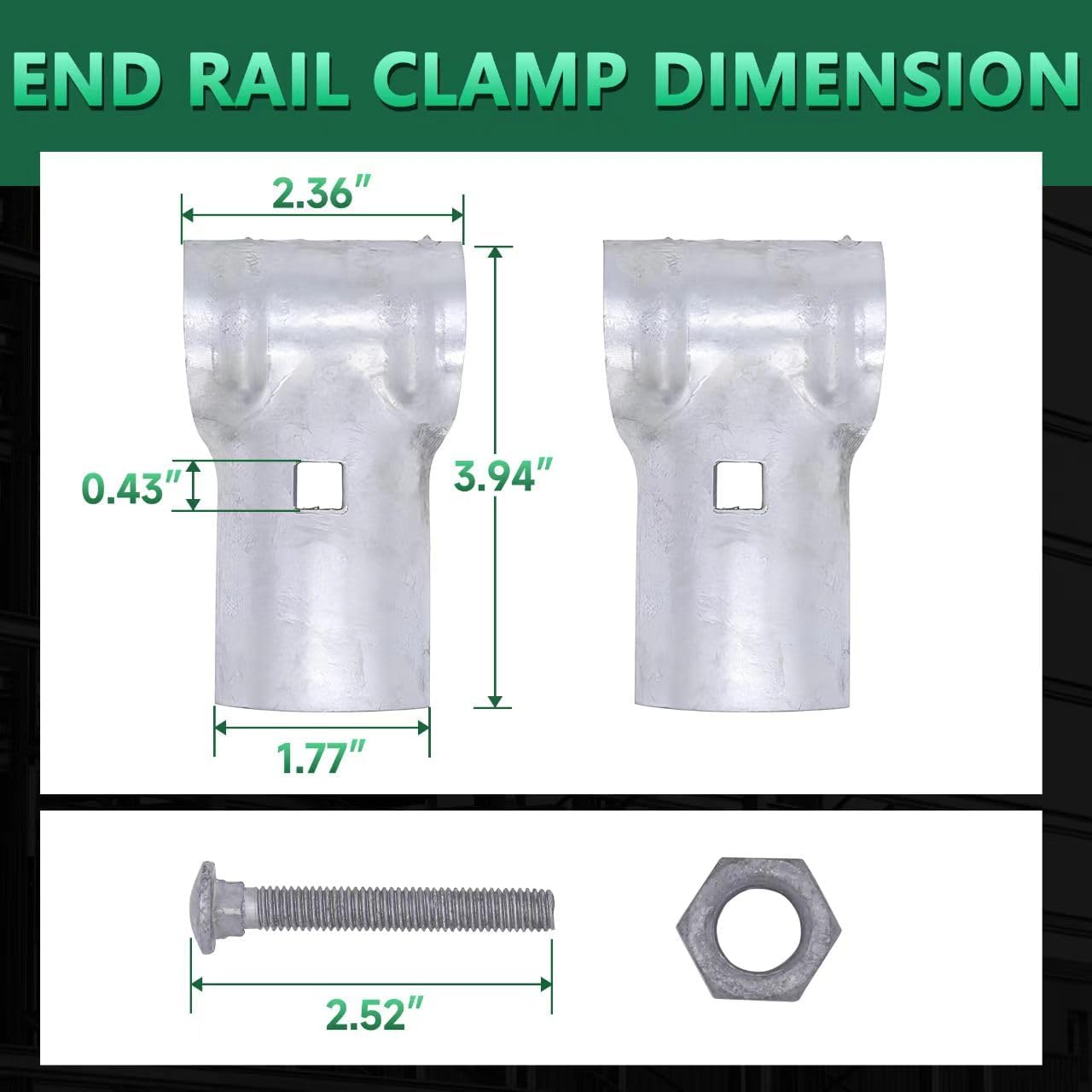 KINNAN 1-5/8 X 1-5/8 End Rail T Clamp for Chain Link Fence, Galvanized Steel for 1-5/8" OD Pipe, 12 Pcs Bolts & Nuts Included