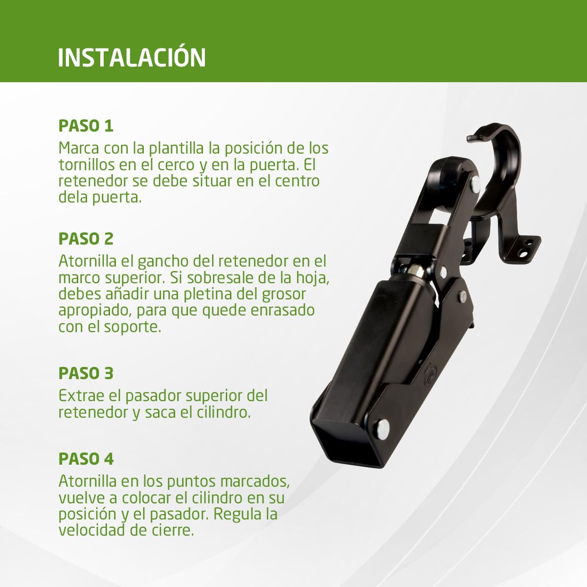 Amig - Retenedor de puerta - Cierre Hidráulico de Puerta - Fabricado en Aluminio - Medidas: 108 x 32 mm - Ideal para freno, tope o amortiguador de puertas - Color: Negro - Peso Máximo 40 kg