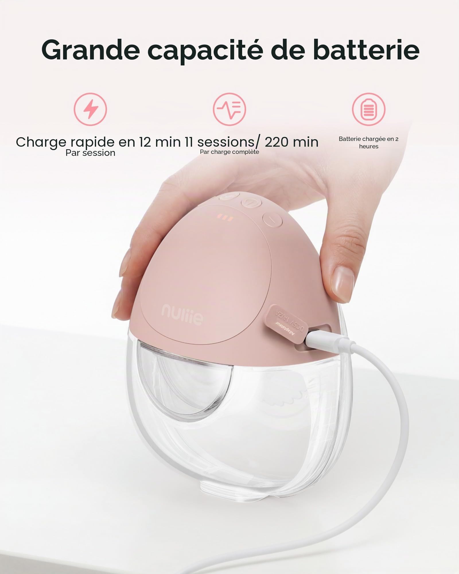 Nuliie Tire-lait H11 (1 paquet, rose clair)