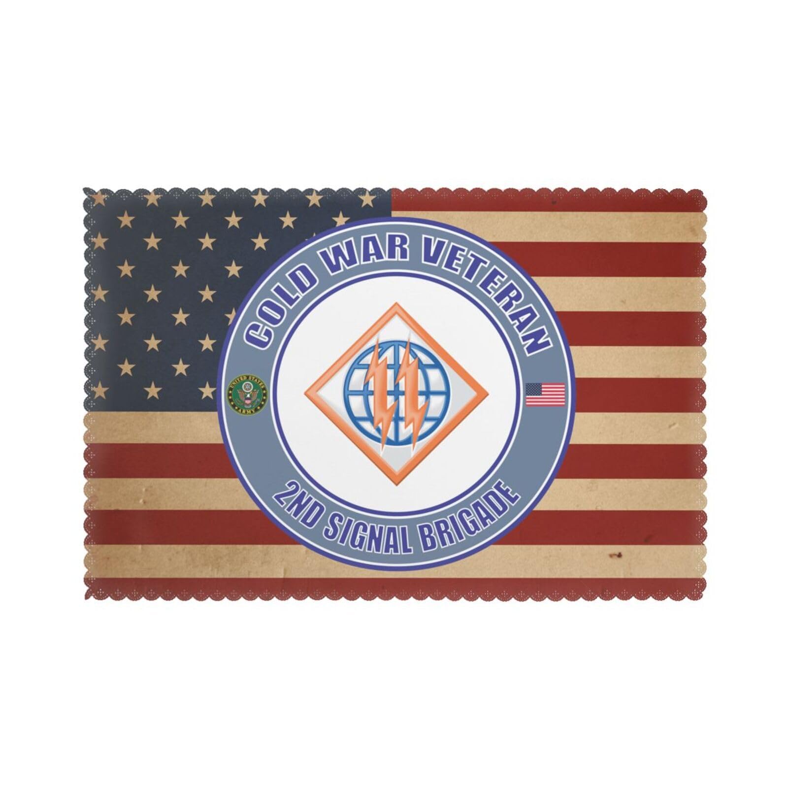 US Army Cold War 2nd Signal Brigade Veteran Plate Mat 6-Piece Set 12x18 Inches