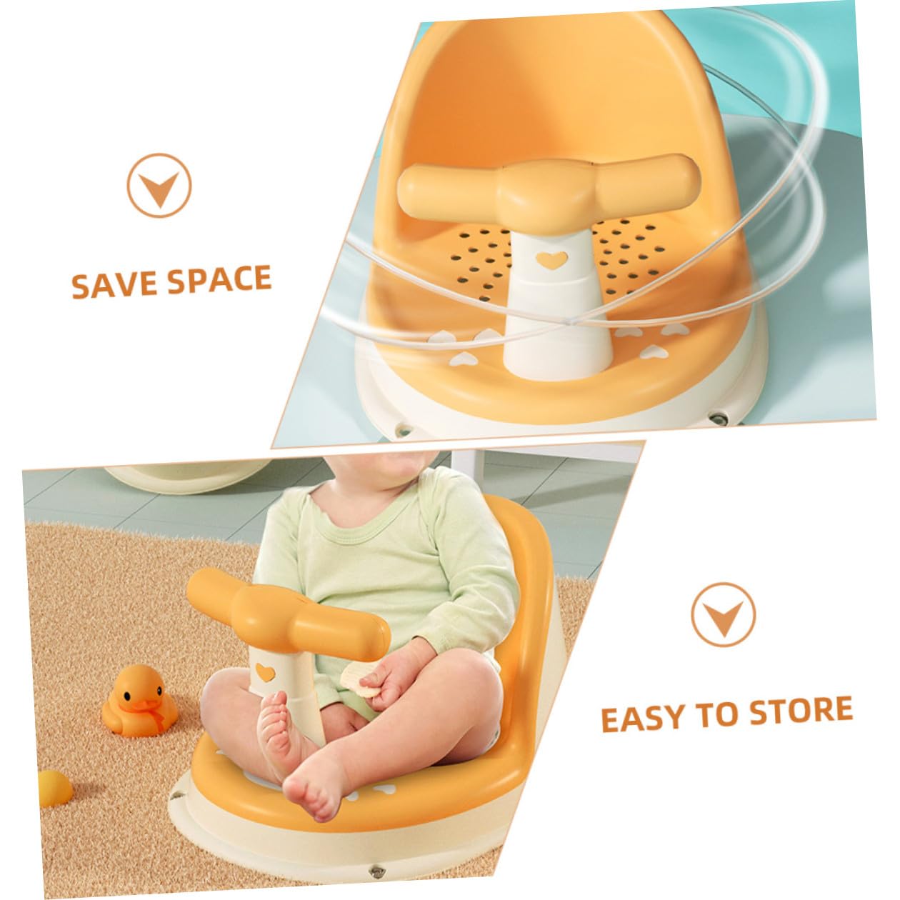 Generic Ergonomic Bath Seat with Anti-Slip Support for Newborns and PP TPE Material Sitting Bath Seat for Tub Safety and Comfort During Bathing Playing Feeding