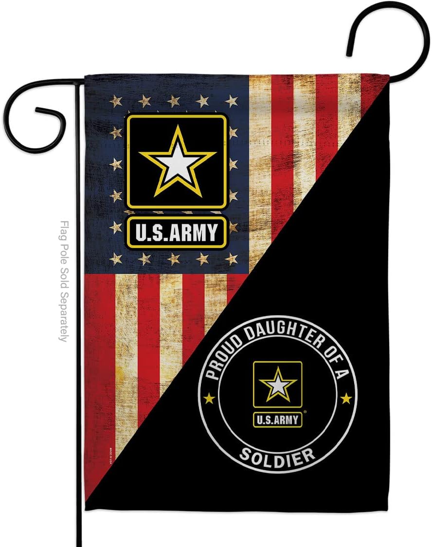 POYOMUK US Military U.S. Army Proud Daughter of A Soldier Flag Armed Forces Double-Sided Lawn Decoration Gift House Garden Yard Banner United State American Military Veteran, 12" x 18.5 Made in USA