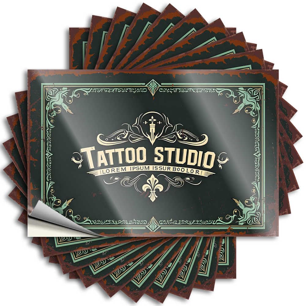 Housewarming Gift Laptop Quote - Vintage Tattoo Studio Sign with Ornate Frame Crazy Durable Sticker Easy Apply for Billiards Decor(6X9CM)