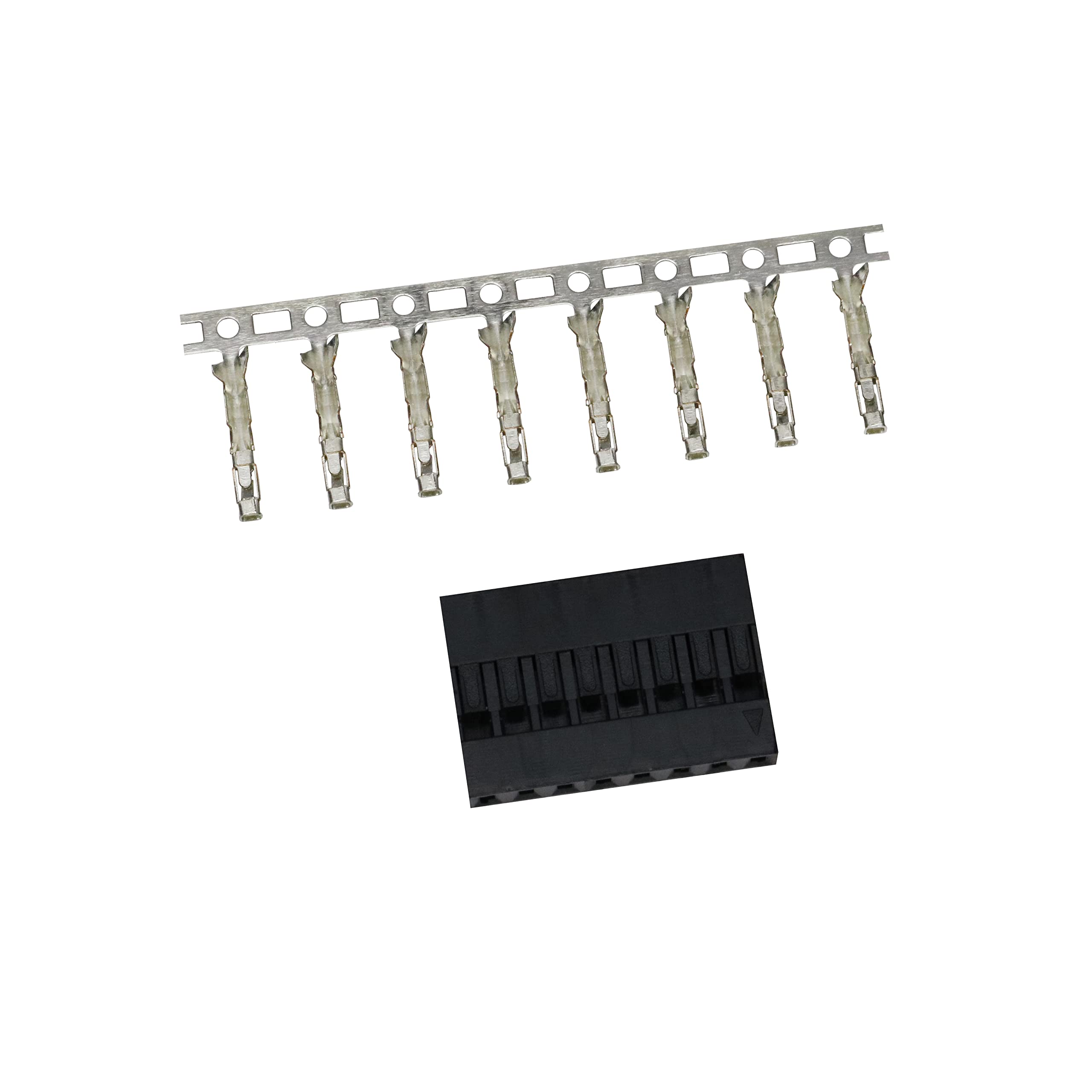 TJC8-254 Single Row 2.54mm 8-pin Header Crimp Connector Housing + Crimps, Pack of 100 Compatible With JST RE/HARWIN M20 / Amphenol ICC Mini-PV/DuPont Standard Header