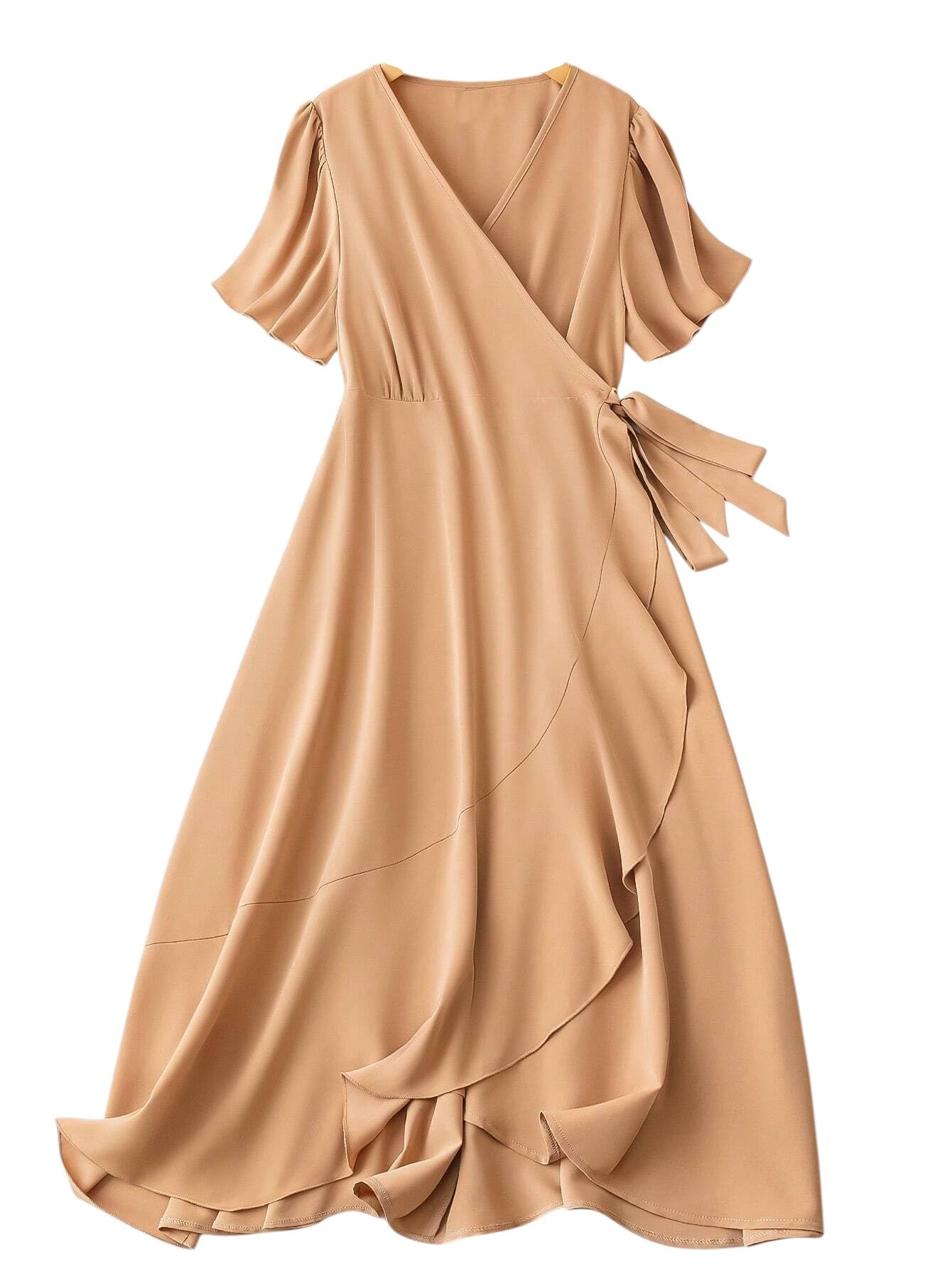 Litzo Women's Lycra A-Line Maxi Dress (L-61-M_Brown
