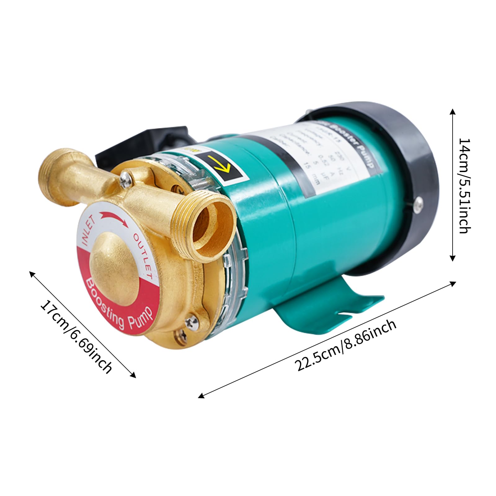 Pompe à eau chaude 220 V, 50 Hz, 120 W, 25 l/min, pompe à pression automatique, hauteur manométrique maximale 15 m/49,2 pieds, pour chauffe-eau, douche, eau du robinet, pompe de circulation haute