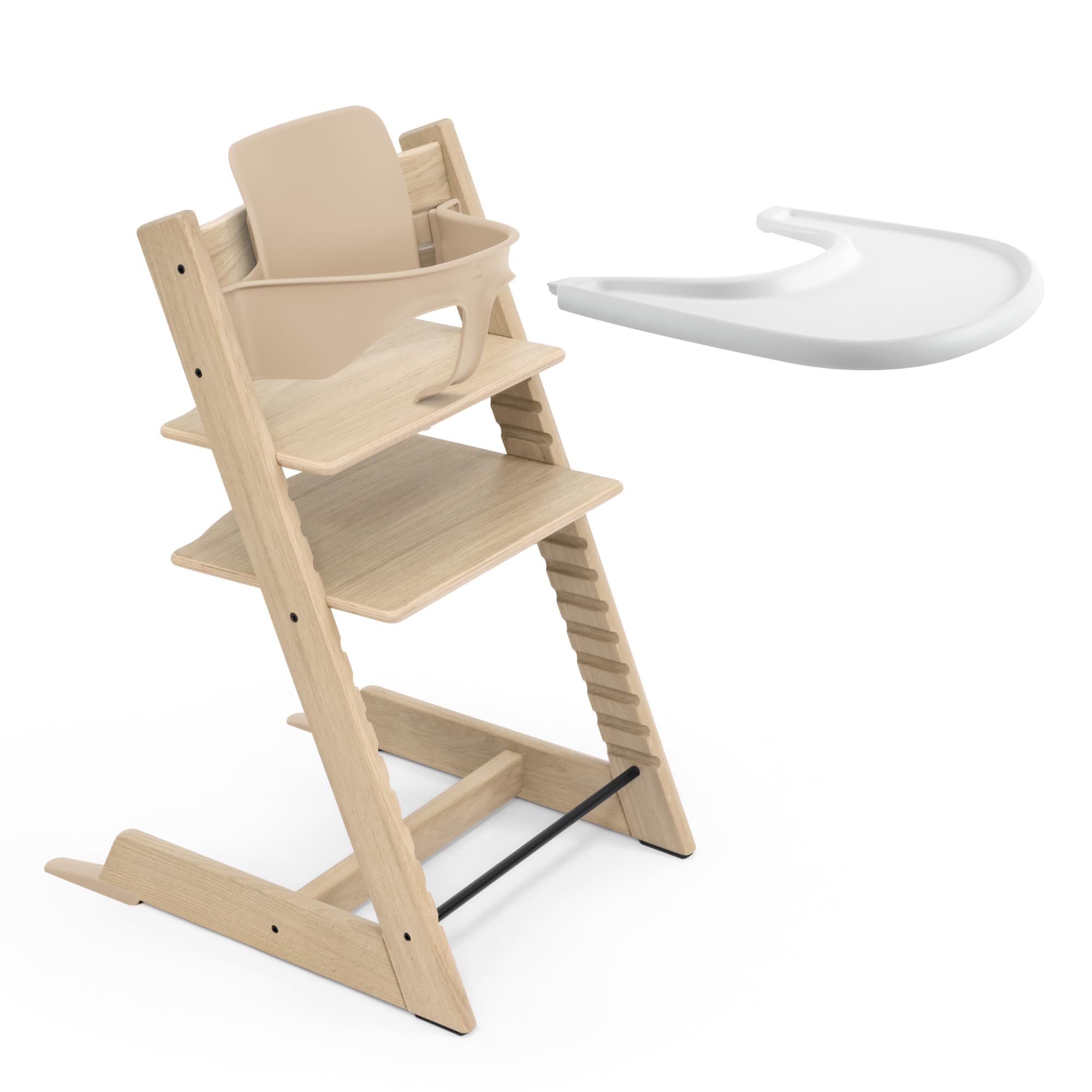 Seggiolone Stokke Tripp Trapp Quercia (Naturale) con vassoio Stokke (Bianco)