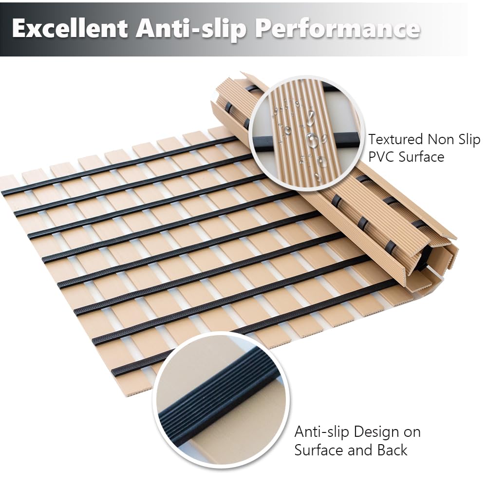 Shuonuo Shower Mat Non Slip Bathtub Mat and Drain Hole Shower Mat and Drain Holes 8FTx32FT Bath Mat for Tub & Shower. Dry, Easy to Cut,for Tub & Shower(Beige)