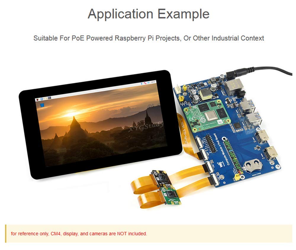 Raspberry Pi Compute Module 4 IO Board Support PoE Caratteristica per tutte le varianti di CM4 con porta HDMI/2x MIPI CSI Camera Port/DSI Display Port ecc @XYGStudy