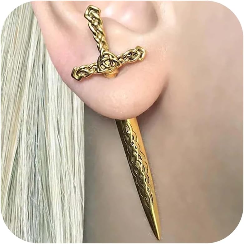 Sword Earrings for Women Gothic Punk Dagger Earrings Gold Silver Black Stud Vintage Statement Pirate Jewelry Gifts Accessories