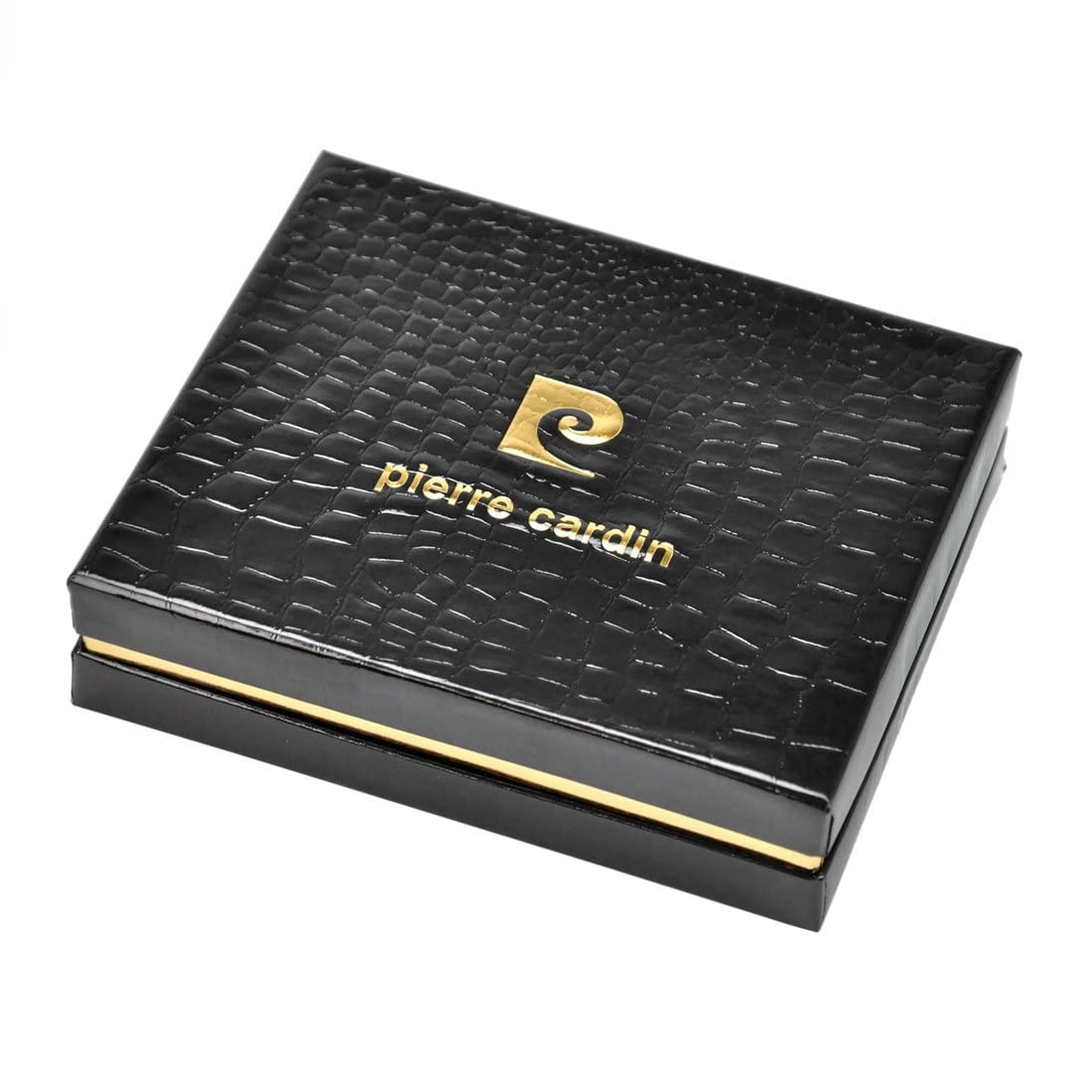 Pierre Cardin TUMBLE 324 Klasyczny portfel męski Pełnoziarnisty Skórzany przegródka na banknoty 6 miejsc na karty Kieszeń na monety 12,5 x 9,5 x 2 cm Poziome czarno-czerwone wykończenia
