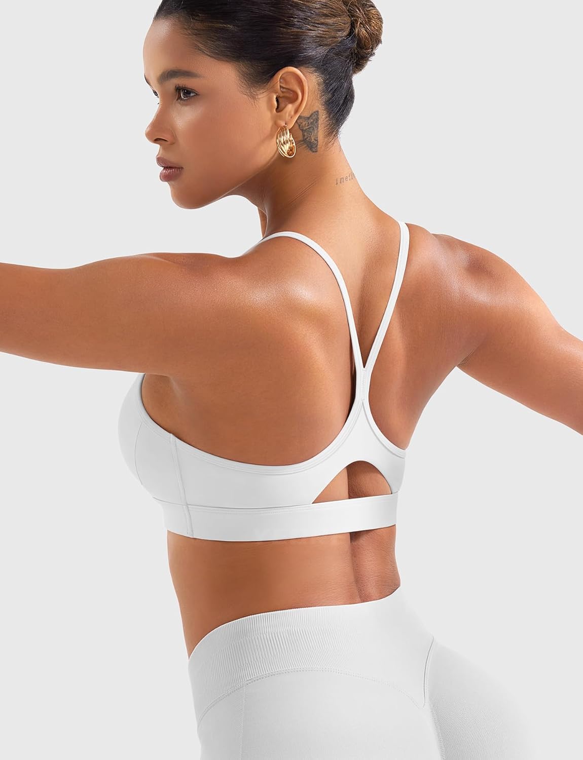 YEOREO Luciny Workout Y Back Sports Bras for Women Spaghetti Straps Racerback Padded V Neck Medium Impact Gym Bra Yoga Top - Image 4