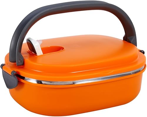 Miniatura 6 de Lonchera aislada de acero inoxidable de 27.1 fl oz, contenedor de alimentos a prueba de fugas de 1 capa con mango arqueado, lonchera Bento con