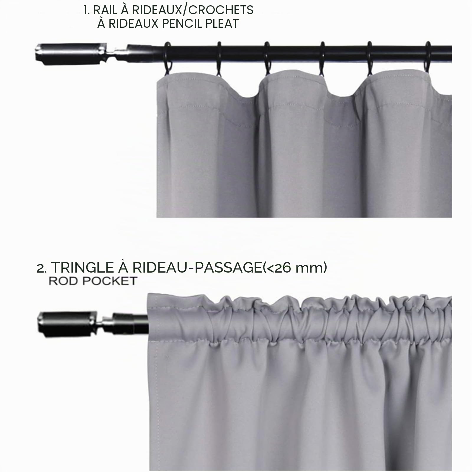 WOLTU Lot de 2 Rideaux Occultant avec Galon Fronceur, 135x225cm, Sable | Isolation thermique, Protection lumière, Réduction du bruit, Salon et chambre, Dimensions variées, Pose facile