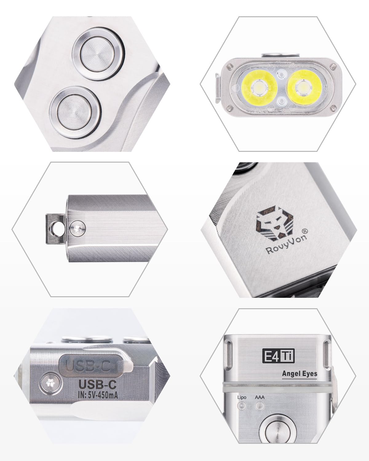 Amazon.co.jp: RovyVon E4 USB Cキーホルダー懐中電灯、700