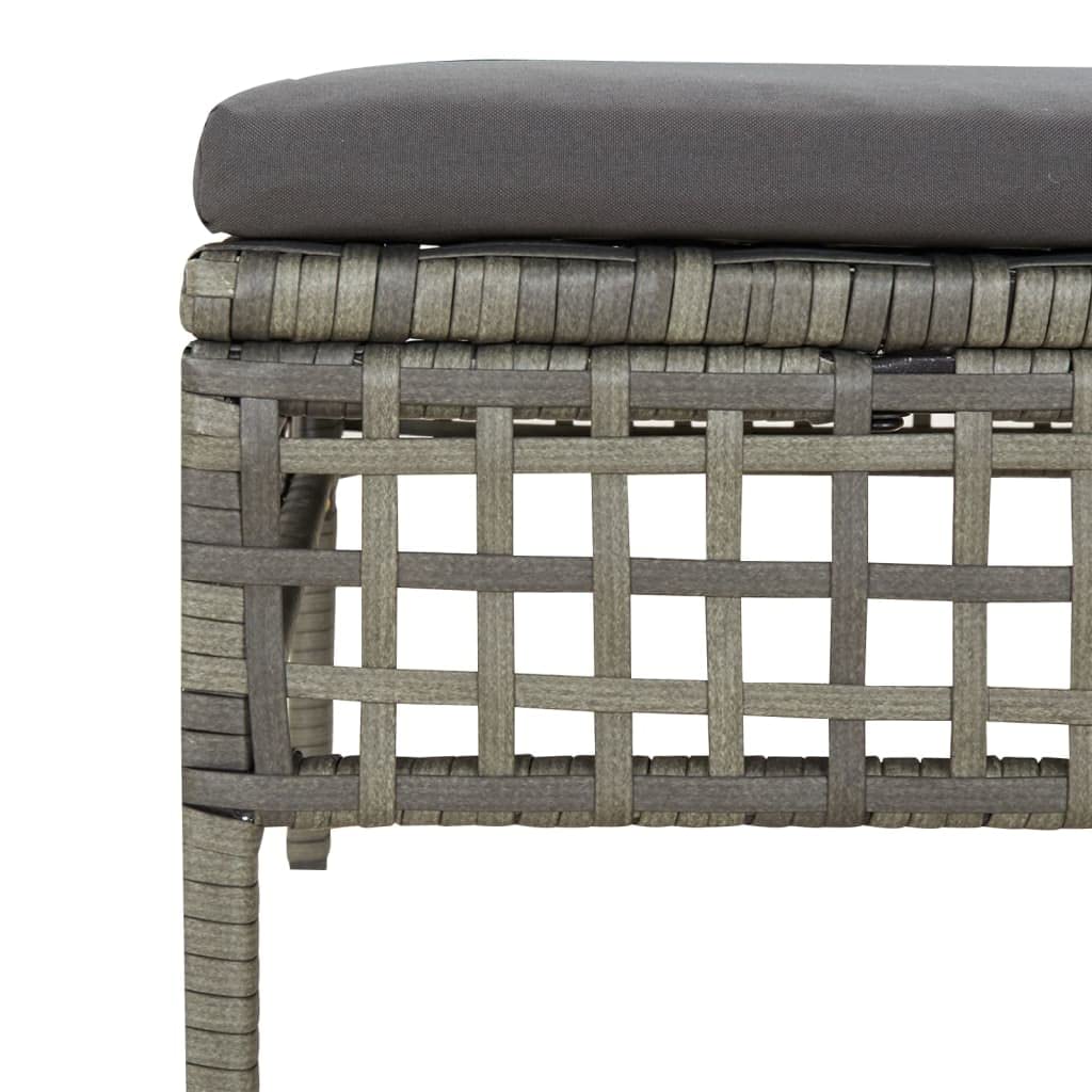 vidaXL Tabouret de Jardin avec Coussin, Repose-Pied de Terrasse, Pouf de Patio, Meuble d'Extérieur Arrière-Cour, Gris Résine Tressée