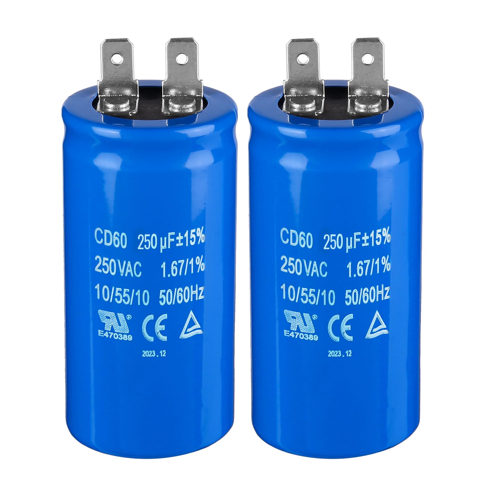 ZOWZEA 250uF/MFD CD60 Motor Start Capacitor 250VAC 50/60Hz for Electric Motor Starting 2 Pack