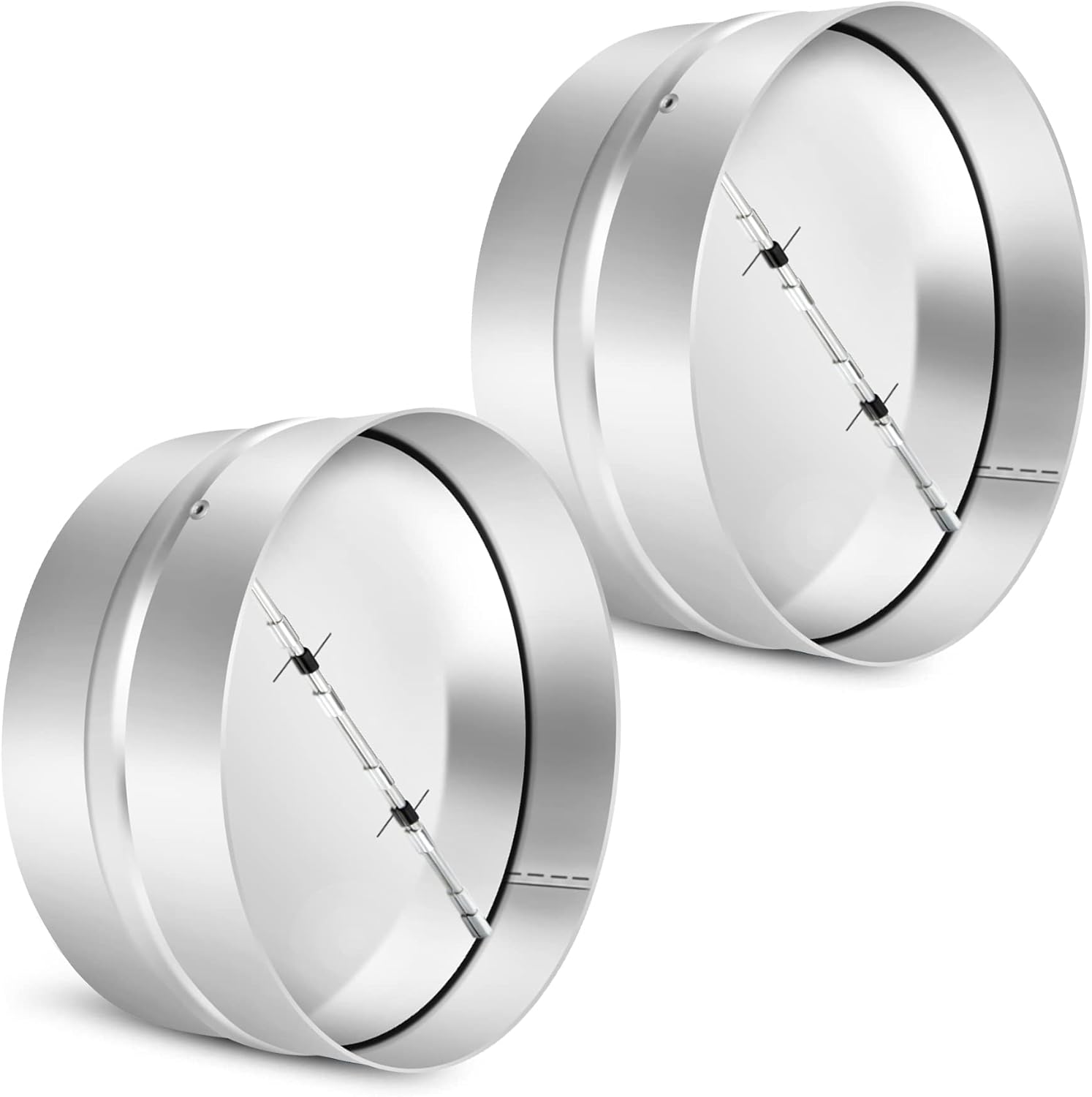 2 Pcs 8 Inch Draft Blocker Backdraft Damper Duct Draft Stopper One-Way Airflow Ducting Insert Backflow Preventer Inline Fan Vent Deflector 8 Inch - 2PCS Sliver