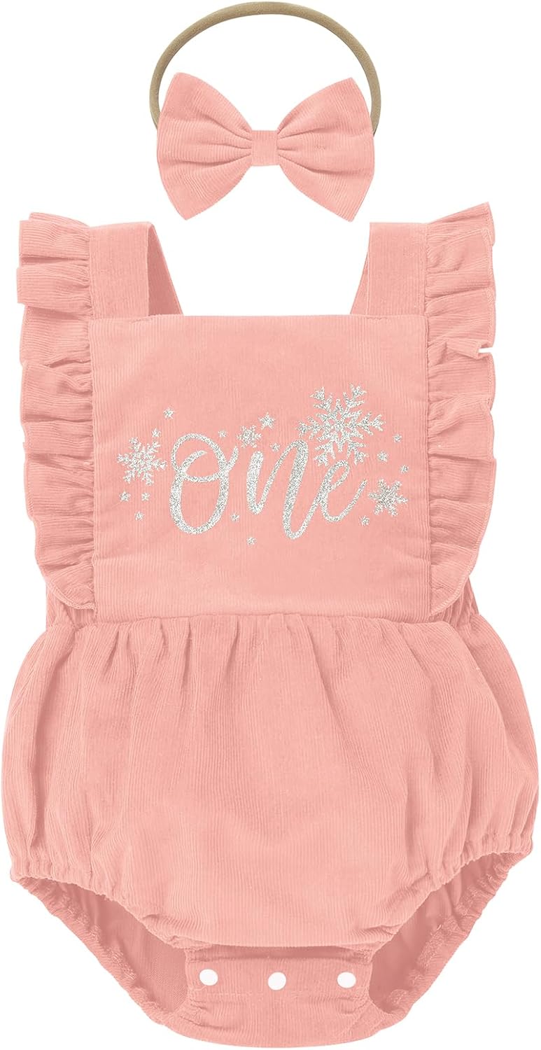 IBTOM CASTLE Baby Girls Boys First Birthday Outfit Sleeveless Corduroy Romper Cake Smash Photo Shoot One Year Old Clothes