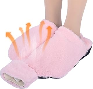 Bandfol Calentador de pies sin electricidad, 2L de calentador agua, botella de calor para mujeres/hombres, almohadillas de calienta pies suaves y cálidas para los pies fríos en invierno(Rosado)
