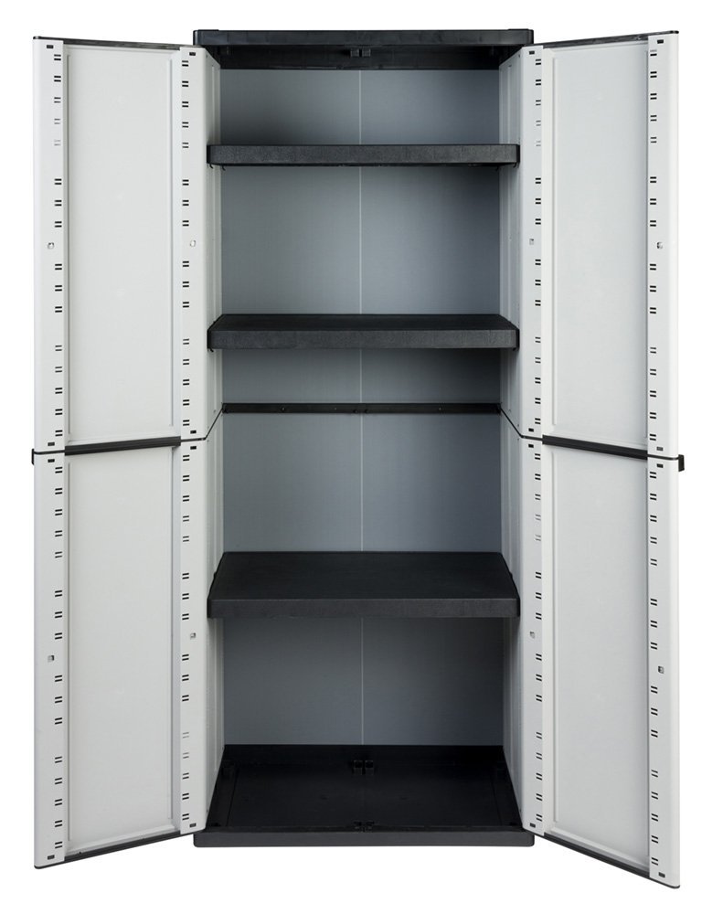 Kreher Kunststoffschrank Werkstattschrank, abschließbar, Grau
