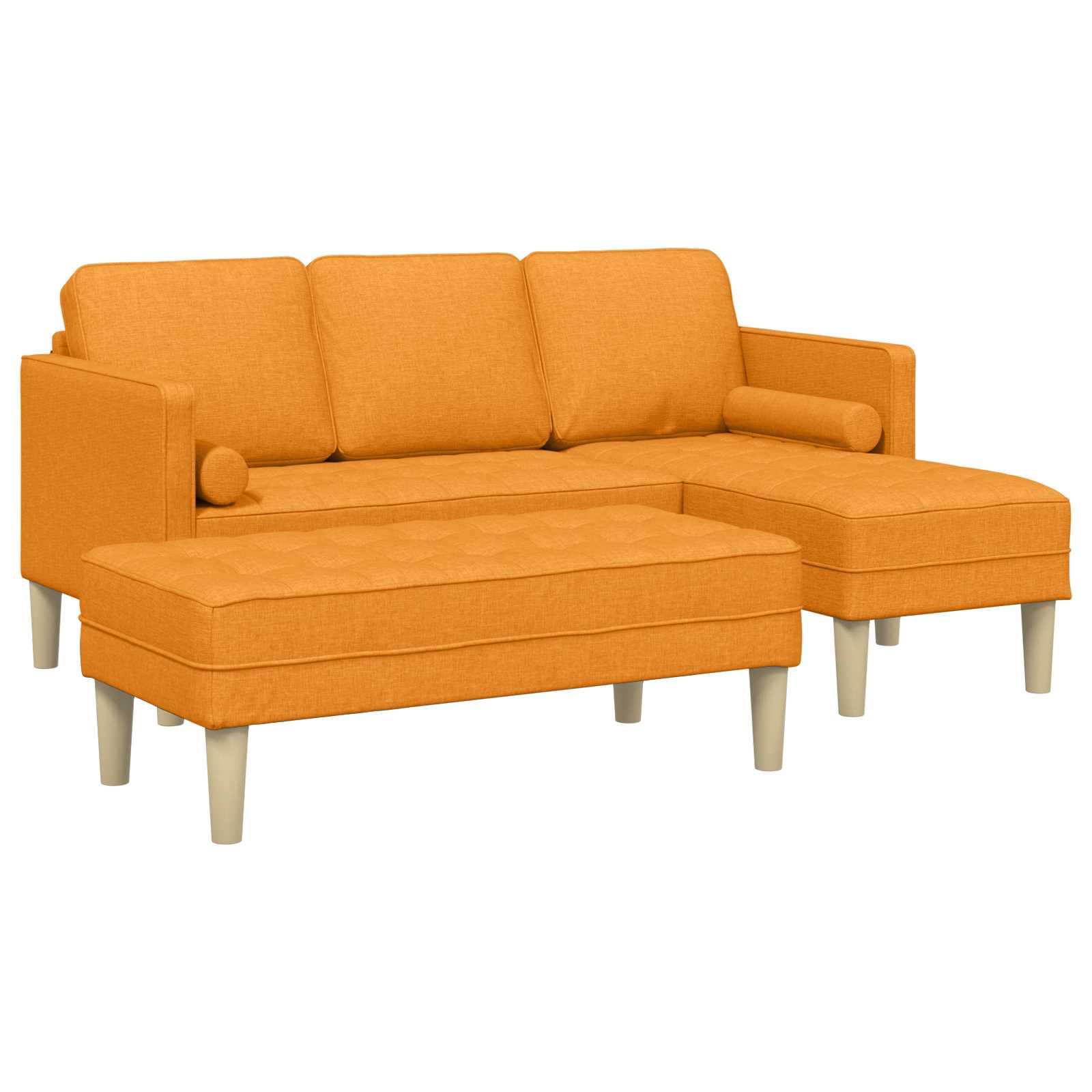 Sofa Set 2 STK. Dunkelgelb Polyester Modular | Modulare Konfiguration, L-Form oder U-Form, flache Armlehnen, Holzwerkstoffrahmen, einfache Montage