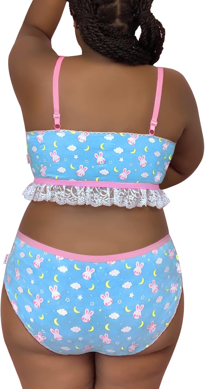 Littleforbig Lacy Trim Women Nightwear Strap Sleepwear Cami Top Shorts Lingerie bralette loungewear Set - Snuggle Bunny - Image 6