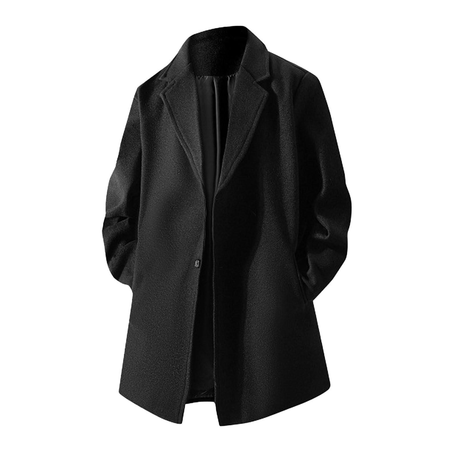Generisch Trenchcoat Herren Warm Peacoat - Herren Anorak Wintermantel in Übergrößen mit gemischter Webart als lässiger Mid-Length für kühle Tage