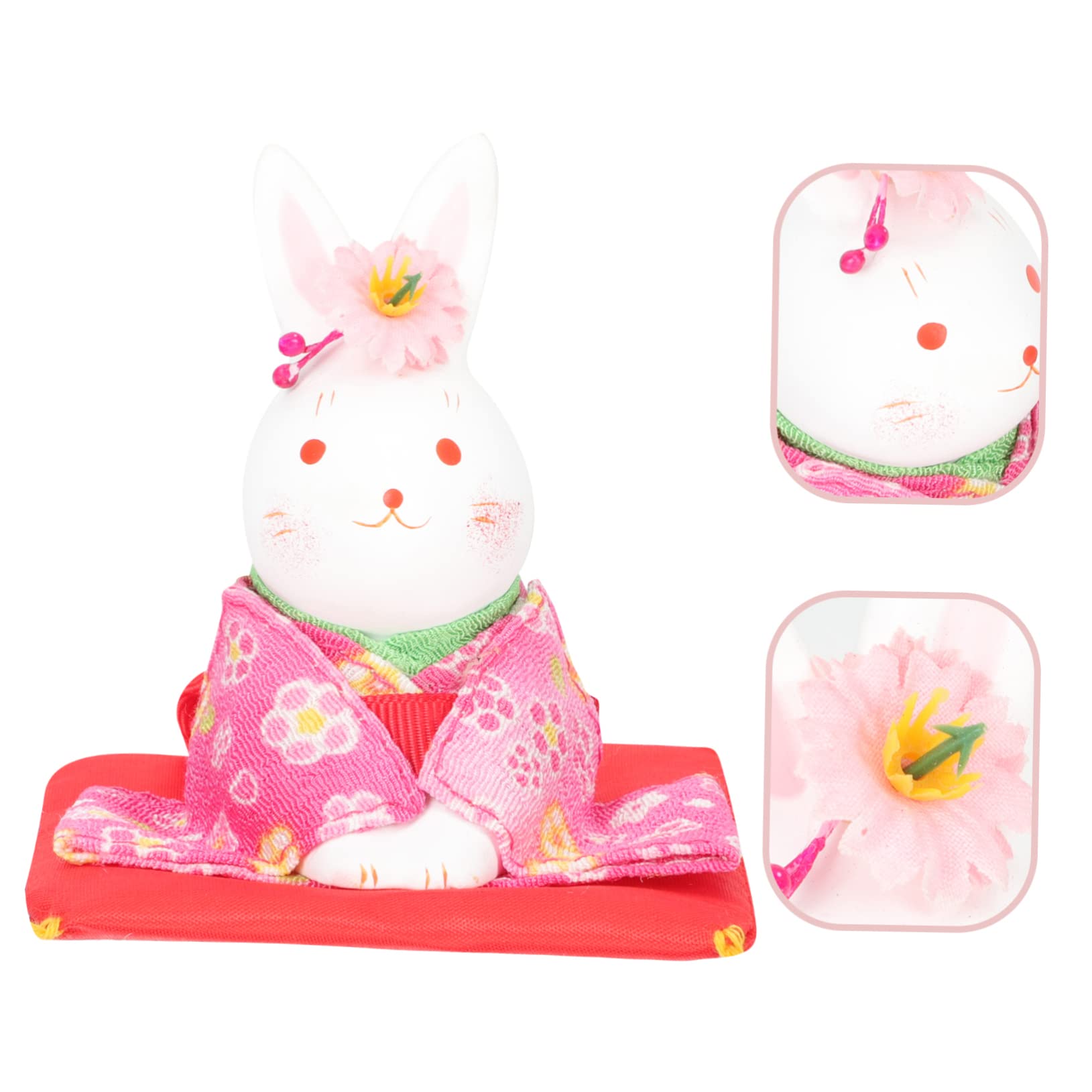 Alipis 5 Pièces Kimono Lapin Chanceux Fortune Lapin Statue Accessoires pour La Maison Bureau Minuscule Statues Mini Figurines Table Décoratif Miniature Animaux