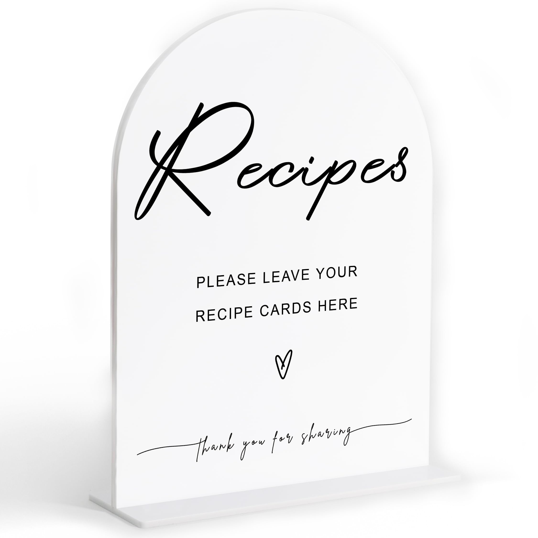 Leave Your Recipe Card Sign, White Arch Acrylic Wedding Sign, Recipe Cards for Bridal Shower, Bridal Shower Decor, Wedding Reception Decorations, Centerpiece Table Decorations Party for Bride-8