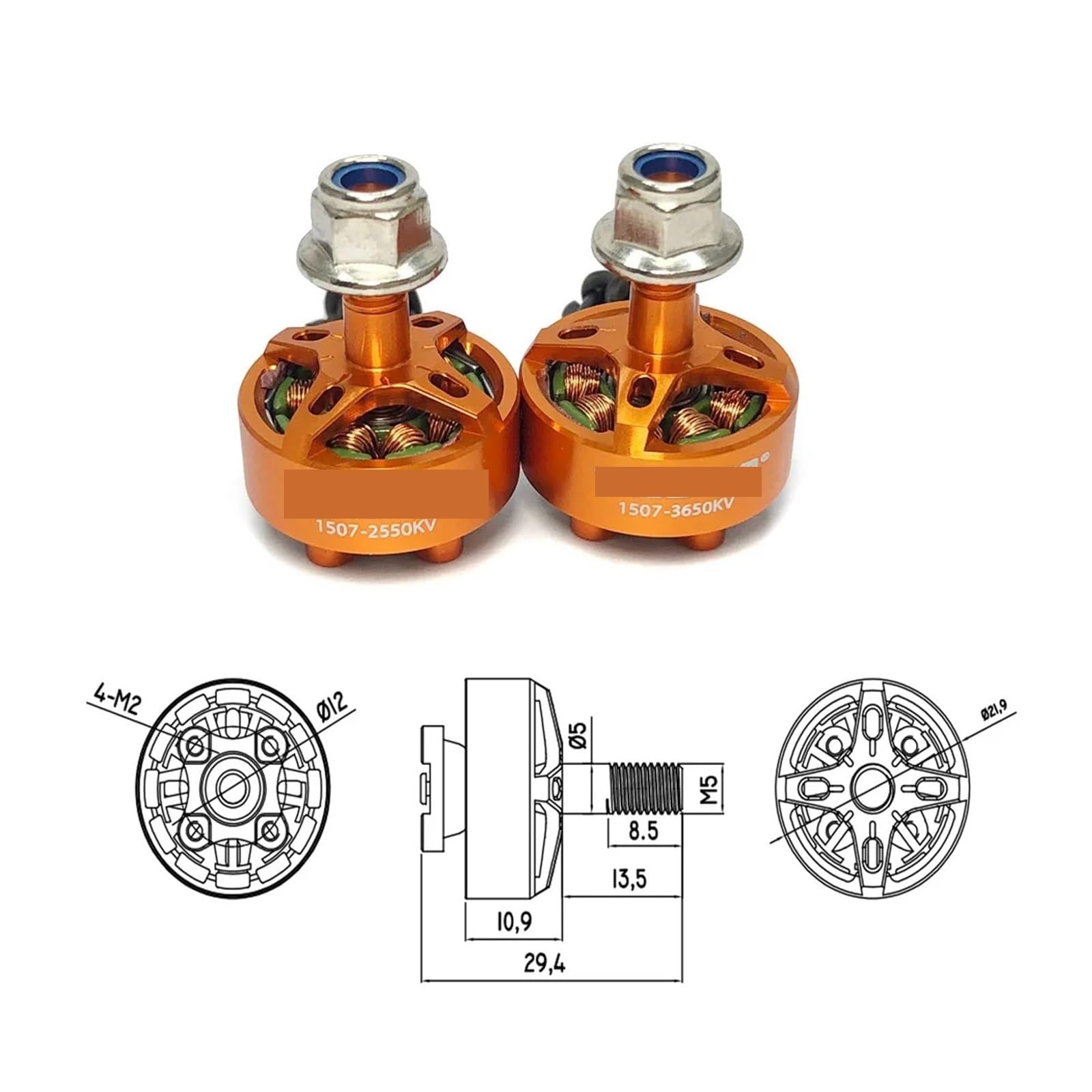 Motor Brushless 1507 2550KV 3650KV CW CCW para Dron FPV 146mm 149mm DIY