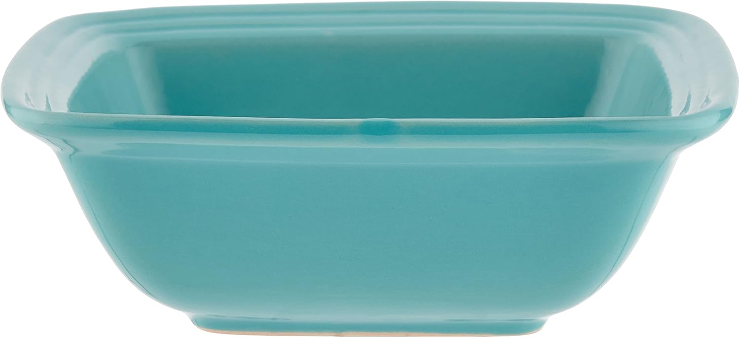 American Atelier Square Dinnerware Sets | Turquoise Green Kitchen Plates, Bowls, and Mugs | 16 Piece Stoneware Madelyn Collection | Dishwasher & Microwave Safe | Service for 4
