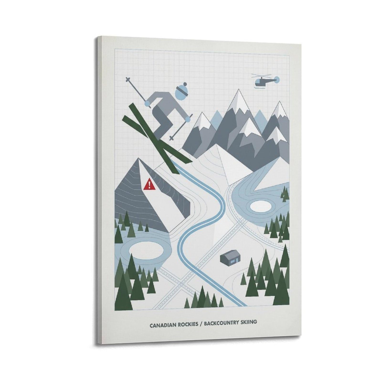 XKUGA Modern Bauhaus Canadian Rockies Skiing Travel Poster Modern Decorative Canvas Prints - Ideal Wall Art for Family, Man Cave, Game Room, Boys & Girls Bedroom 20x30inch(50x75cm)