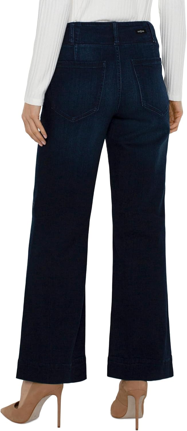 Liverpool Womens Patch Pocket Mid-Rise Wide Leg Stretch Denim - Image 2