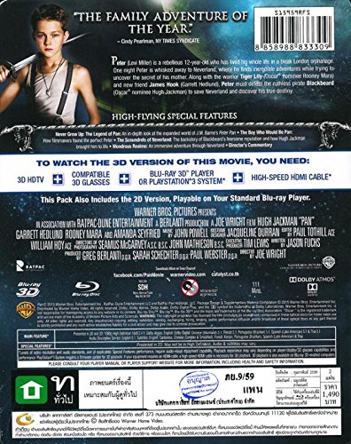 Pan 3D+2D Steelbook (Blu-Ray) Import ** / Levi Miller, Hugh Jackman, Garrett Hedlund