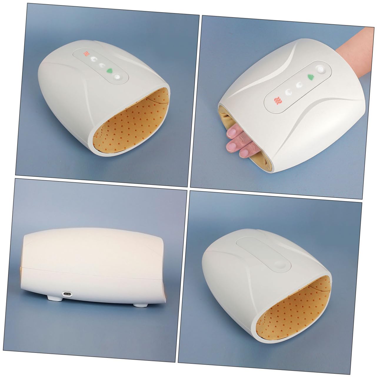 FOMIYES 1pezzi per Mani Elettrico Funzione di Calore e Stimolatore Muscolare per Polsi e Dita Leggero e Portatile per Uso Quotidiano