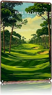 Pine Valley Golf Vintage Poster Home Decor Countries City Attraction Travel Scenery,For Living Room, Bedroom, Office, Restaurant,Metal Sign Wall Art 8 X 12 Inch