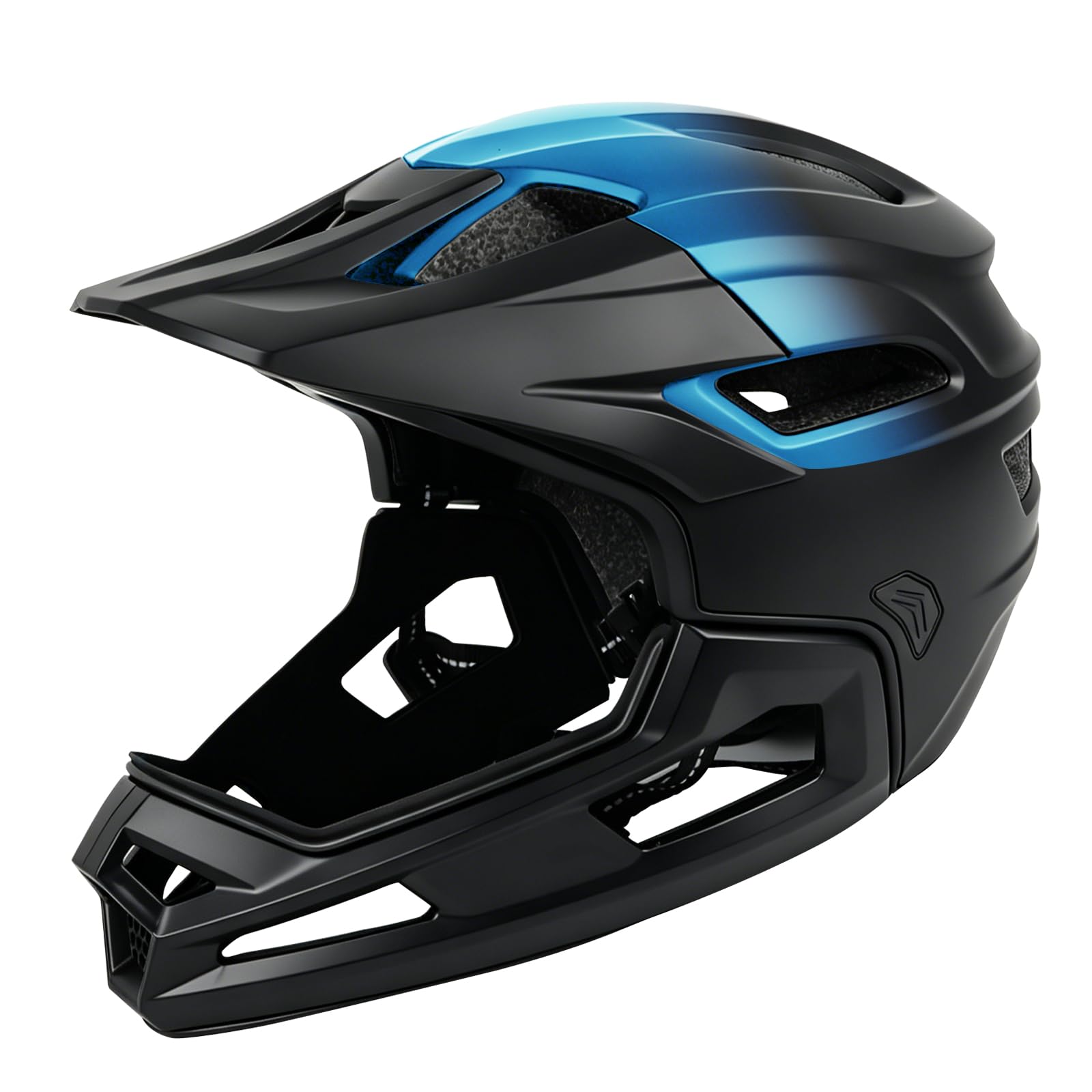 MEETYOO Casco Integral Transformable en Semi para MTB Casco para Bici y Patinete Eléctrico para Hombre con Barbuqueja Removible Regulación con Rueda y Hebilla Trapezoidal Transpirable, Ligero
