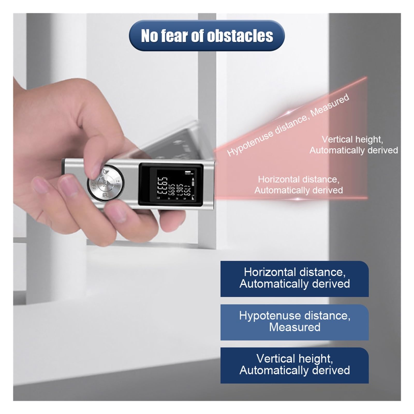Medidor de Distancia láser, telémetro, Cinta métrica, Digital, medidor ángulo, Herramienta construcción Precisión Flexibilidad Medición
