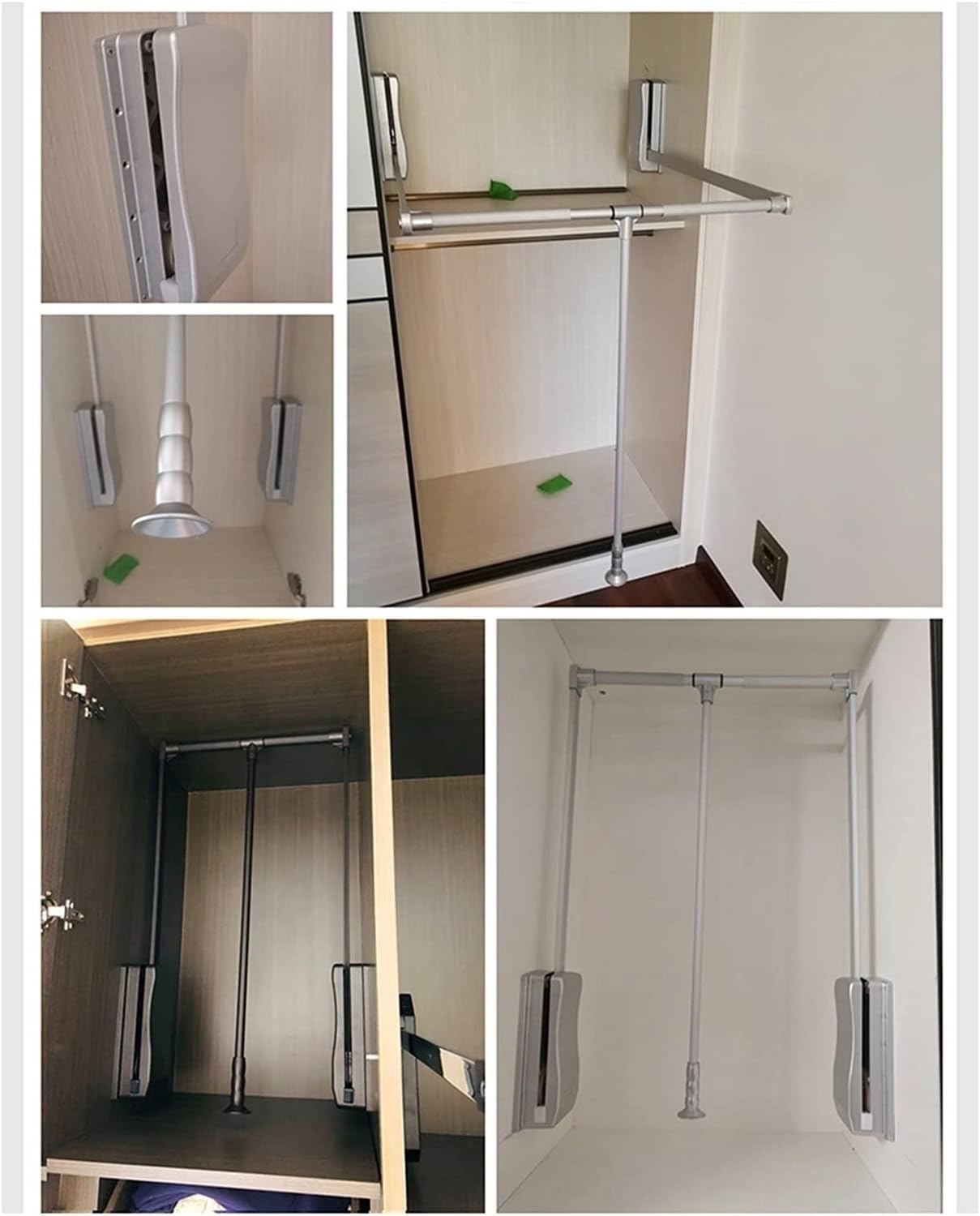 Telescopic Aluminum Wardrobe Rails, Adjustable Hanger Rods for Closet Organization, Space-Saving Design, Supports Up to 30kg, Fits 600-830mm Spaces