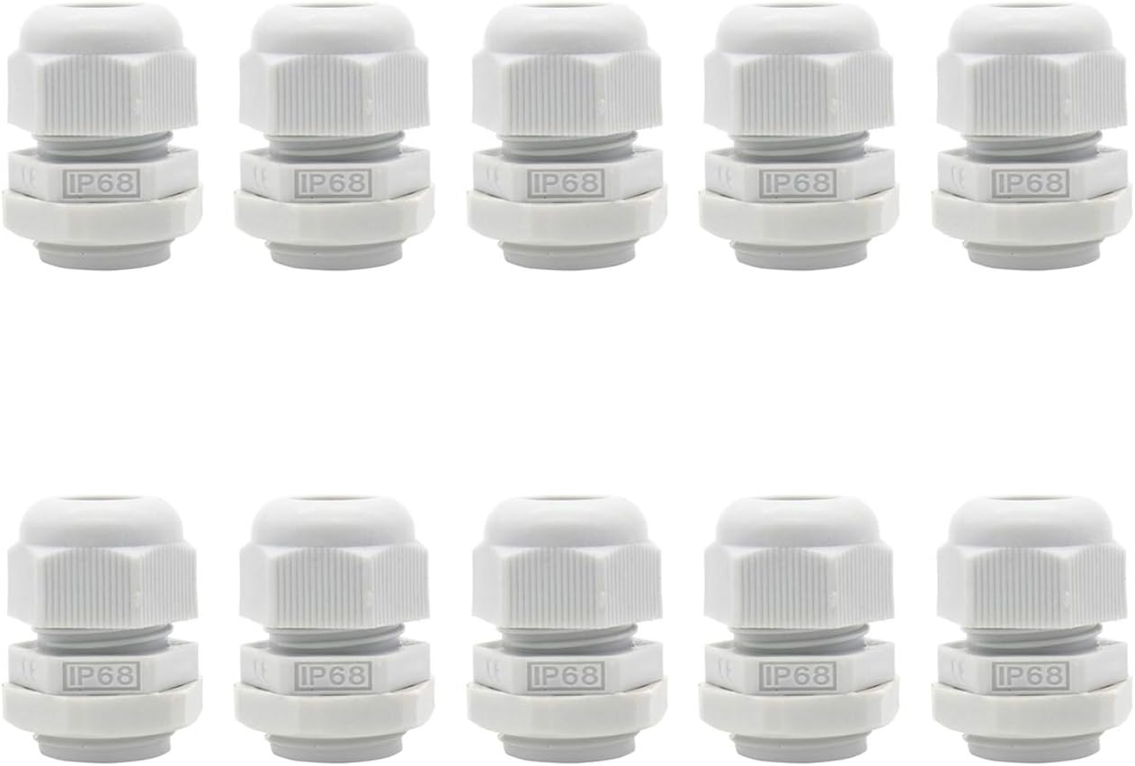 10PCS IP68 Waterproof Cable Gland White PG11 Plastic Connector Nylon Cable Glands Screw Joints For 11-15mm Cable