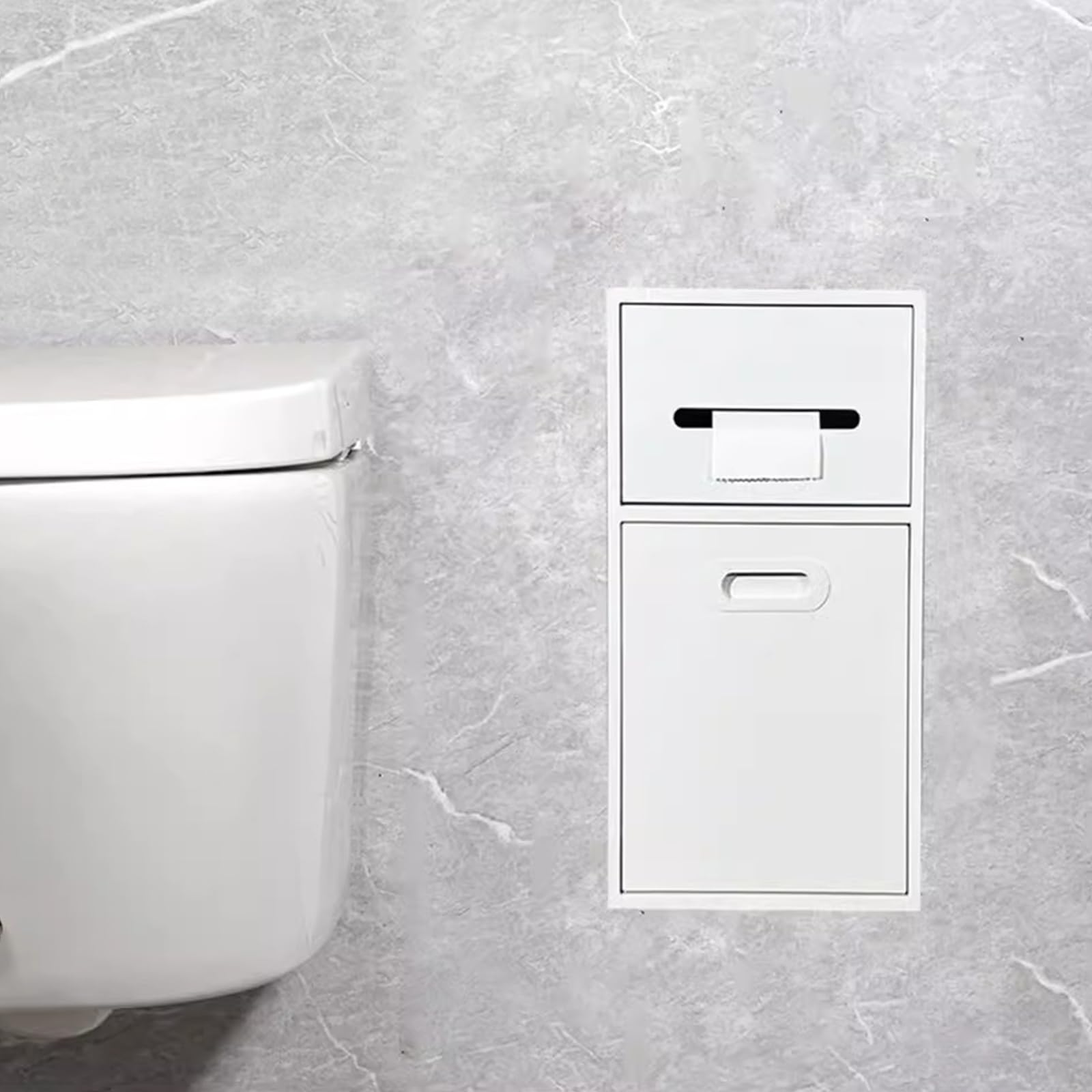 Tonuuoei Recessed Toilet Paper Holder Niches, Stainless Steel Niche With TP And Trash Can Multicolor Multiple Sizes(White,7.8x19.7x5.5in)