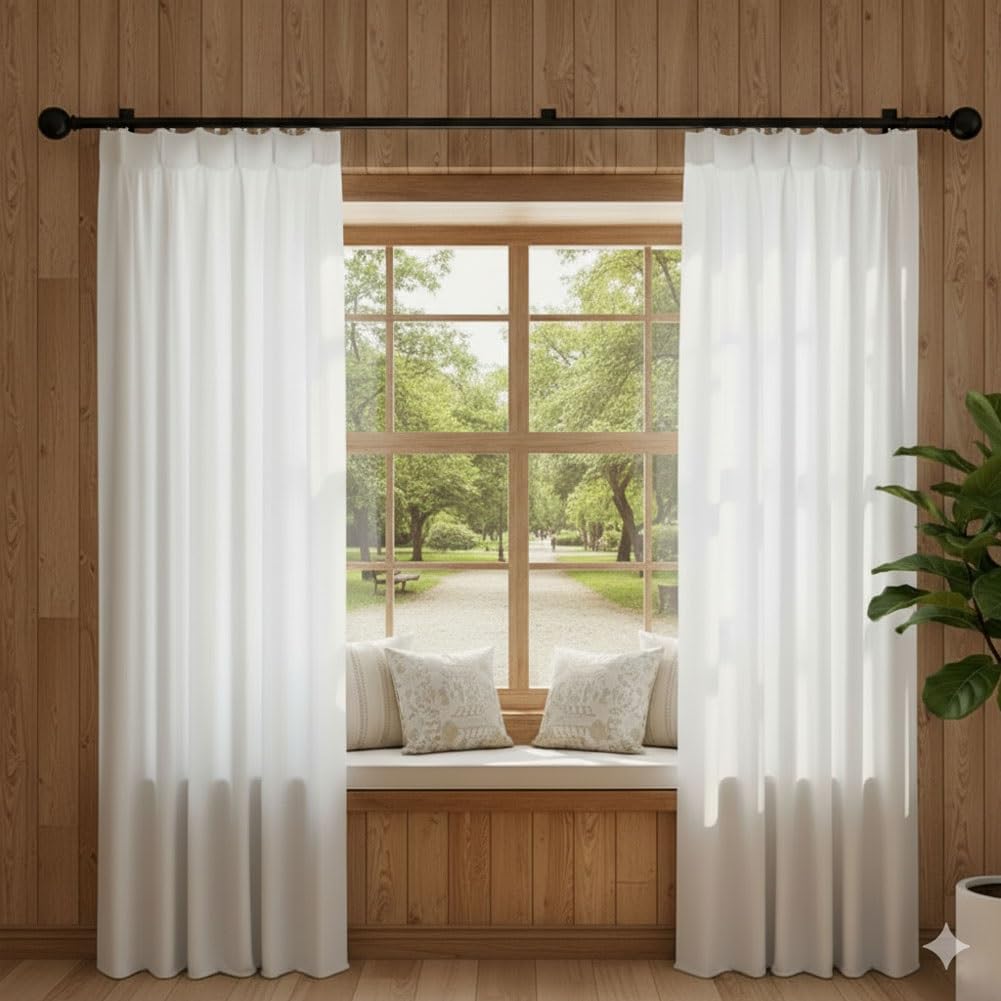 Tringle à Rideaux avec Embouts Ronds, Tringle à Rideau En Aluminium, Rail De Rideau pour les fenêtres, séparateur, chambre(Blanc,1.00 m (3.3 ft))