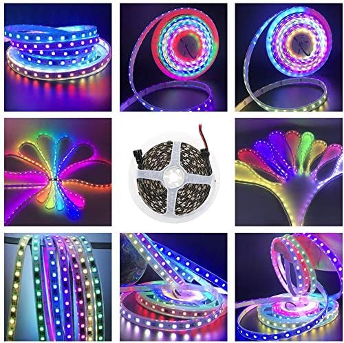FAVOLCANO5m/16.4ft 300LEDS WS2811 LED Light Strip, Programmable and Individually Addressable, 5050 RGB LED Rope Waterproof IP67 White PCB