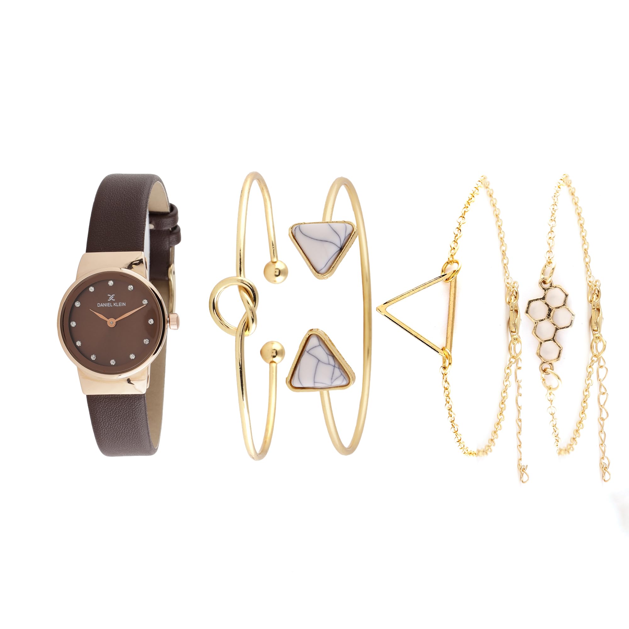 Daniel Klein Dark Brown Dial Analog Gift Set Watch with Bracelet for Women (Pack of 5) - DKG001-4 (B0CPFFW1RW) Amazon Price History, Amazon Price Tracker