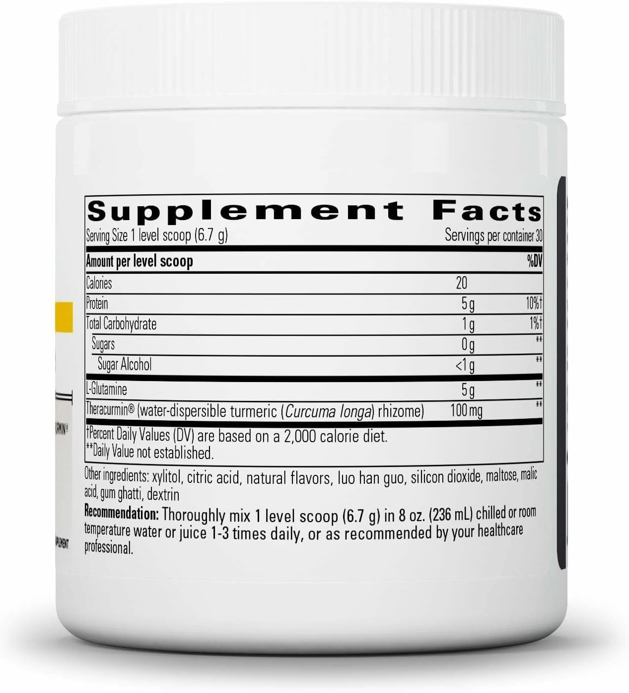 Integrative Therapeutics Glutamine Forté - Daily Health Supplement* - Gut Support Drink Mix* - Vegan, Gluten-Free & Dairy-Free - Lemon Lime Flavored - 7.1 oz (30 Servings)