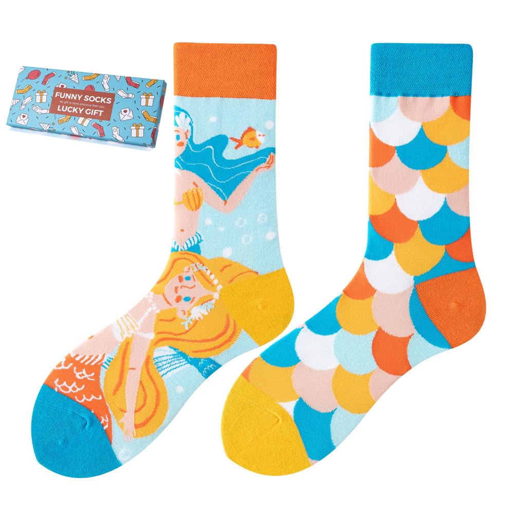 Calcetines Divertidos Unisex para Mujer y Hombre con Diseños Asimétricos en Par - Temas Animales, Comida, Fruta, Deporte y Arte en Algodón - Ideal para Regalos — view 76