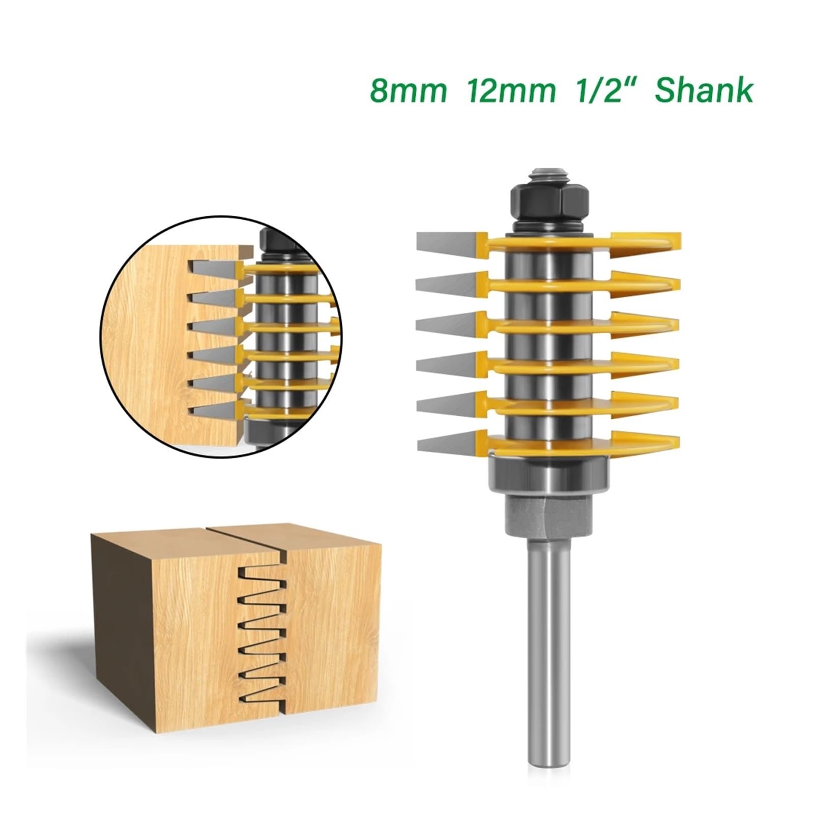 1 szt. 8 mm 12,7 1/2" Trzpień fabrycznie nowy 2 zęby regulowany frez do łączenia na palce czopów klasy przemysłowej drewna narzędzie(8mm shank)
