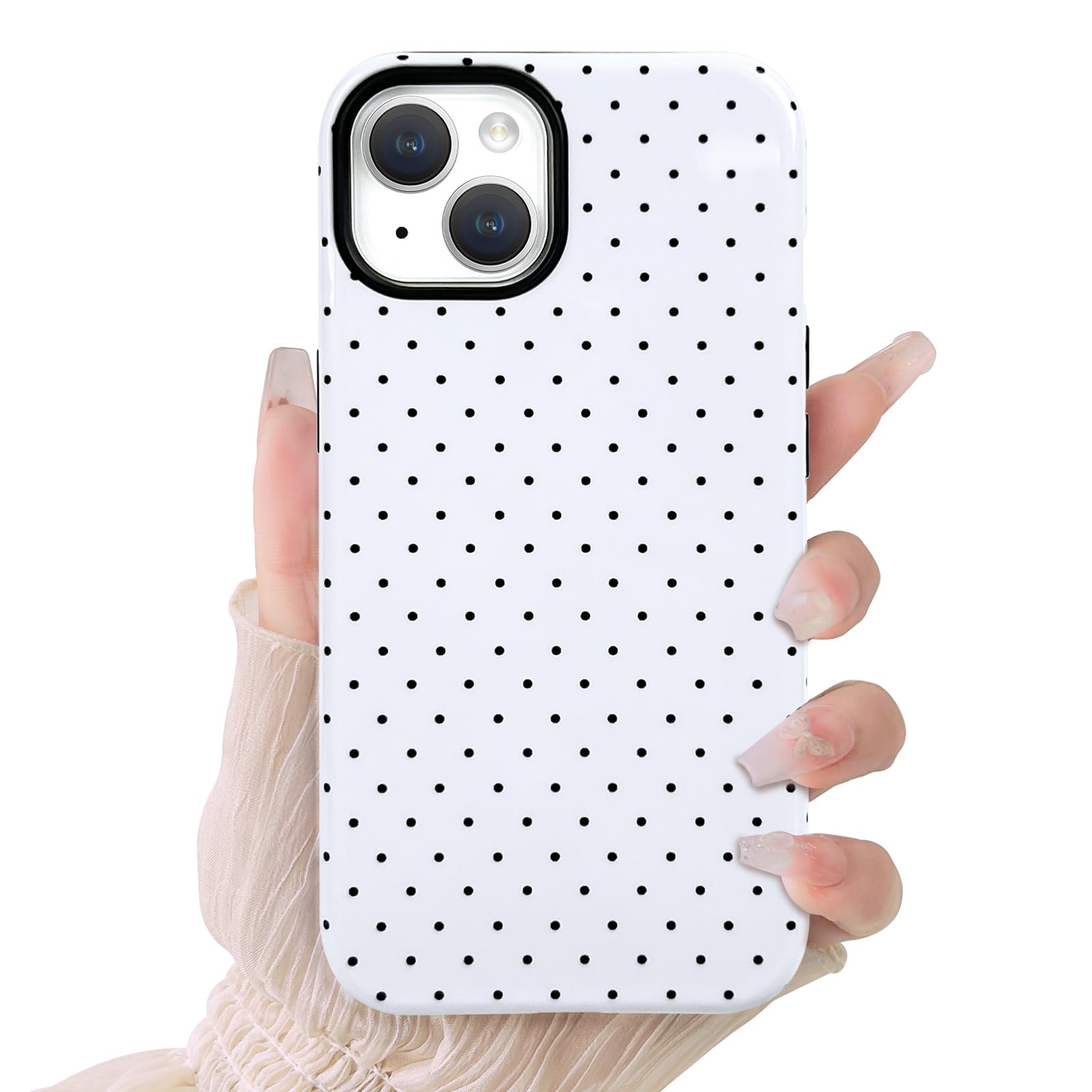 Lovmooful Compatible for iPhone 13 14 Case Cute Aesthetics Polka Dot with Bright Design for Girls Women Soft